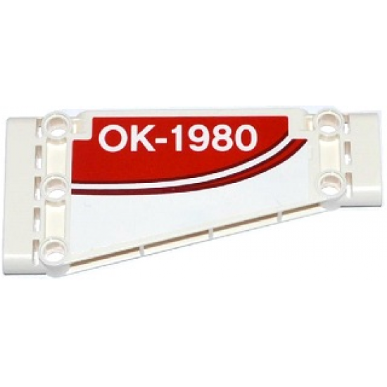 Technic, Panel Plate 5 x 11 x 1 Tapered with Red Stripe and 'OK-1980' on Red Background Pattern Model Left Side (Sticker) - Set 42040