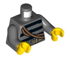 Torso Sweater Striped with Utility Belt, Rope and Keys Pattern / Dark Bluish Gray Arms / Yellow Hands