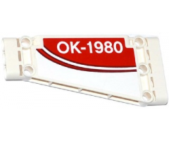 Technic, Panel Plate 5 x 11 x 1 Tapered with Red Stripe and 'OK-1980' on Red Background Pattern Model Right Side (Sticker) - Set 42040