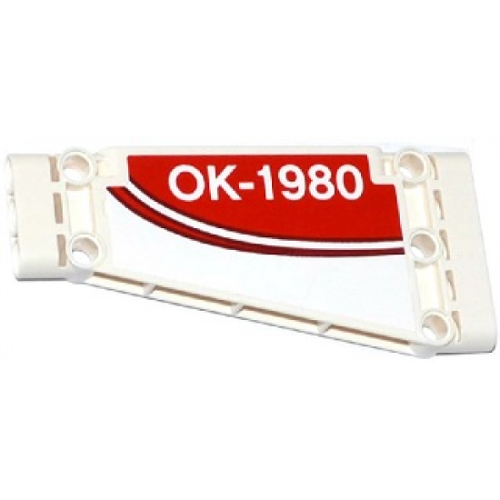 Technic, Panel Plate 5 x 11 x 1 Tapered with Red Stripe and 'OK-1980' on Red Background Pattern Model Right Side (Sticker) - Set 42040