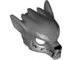 Minifigure, Headgear Mask Wolf with Fangs, Light Bluish Gray Fur and Ears Pattern
