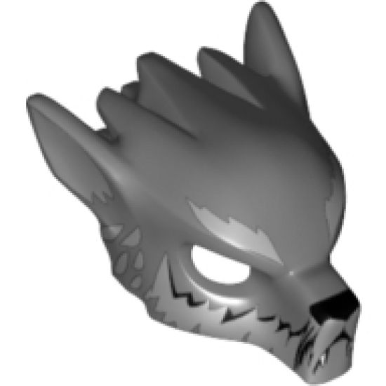 Minifigure, Headgear Mask Wolf with Fangs, Light Bluish Gray Fur and Ears Pattern