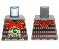 Torso Ninjago Red Armor with Lime Swirl Medallion Pattern