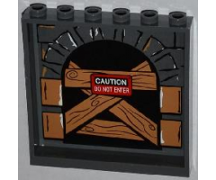 Panel 1 x 6 x 5 with Stone Arch, Wooden Boards and 'CAUTION DO NOT ENTER' Pattern on Inside (Sticker) - Set 79103