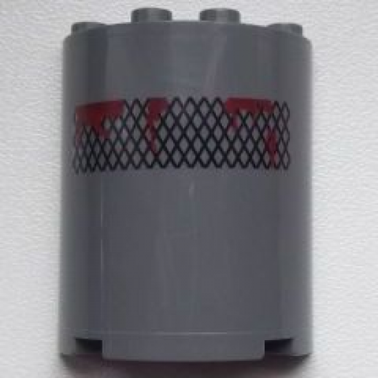 Cylinder Half 2 x 4 x 4 with Mud on Grille Pattern (Sticker) - Set 9486