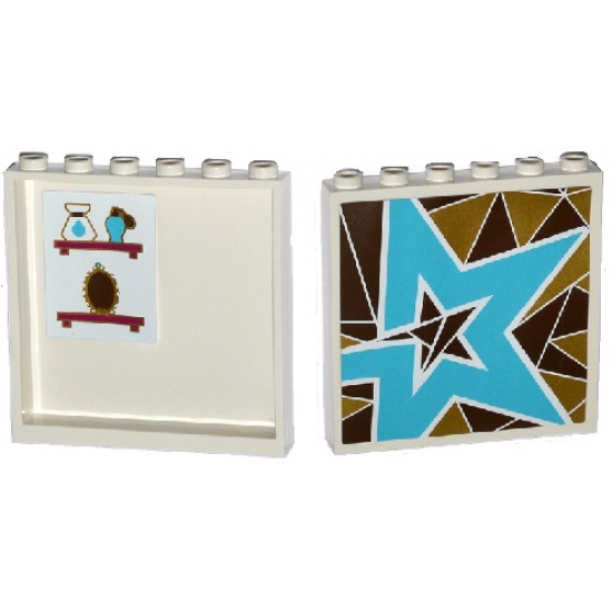 Panel 1 x 6 x 5 with Perfume Bottles and Mirror on Inside and Triangles Mosaic and Star on Outside Pattern Model Left Side (Stickers) - Set 41106