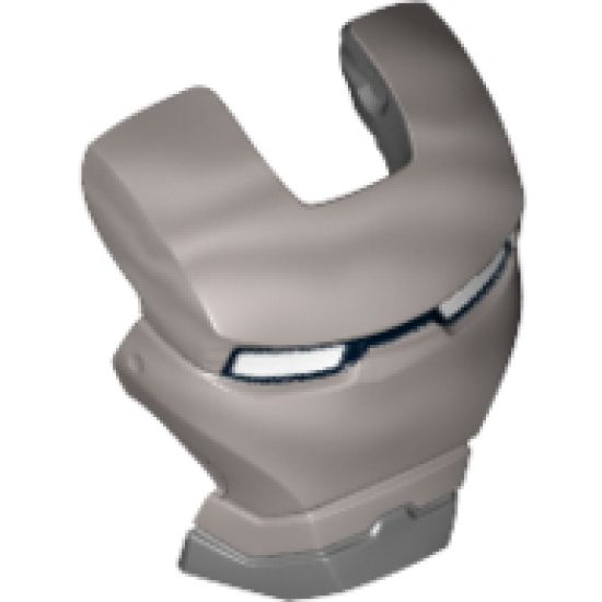 Minifigure, Headgear Accessory Visor Top Hinge with Silver Face Shield and White Eyes Pattern