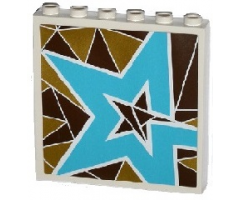 Panel 1 x 6 x 5 with Silver and Gold Triangle Mosaic and Medium Azure Star Pattern Model Right Side (Sticker) - Set 41106