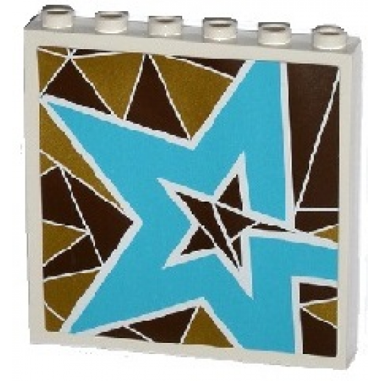 Panel 1 x 6 x 5 with Silver and Gold Triangle Mosaic and Medium Azure Star Pattern Model Right Side (Sticker) - Set 41106