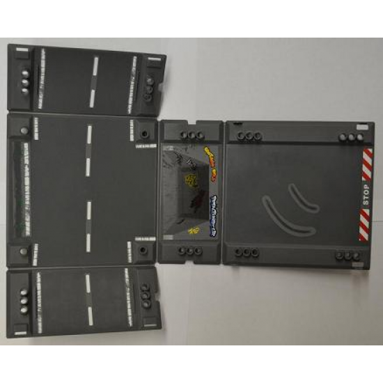 Container Racers Fold-Out Race Track Case 34 x 42 with City Streets, 'STOP' and Tunnel Entrance Pattern (Stickers) - Set 8198