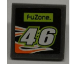 Road Sign 2 x 2 Square with Clip with 'FUZONE', Number '46' and Orange Flames Pattern (Sticker) - Set 8125