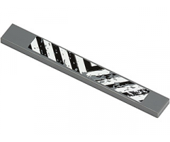 Tile 1 x 8 with Black and White Danger Stripes and Splatters Pattern (Sticker) - Set 8964