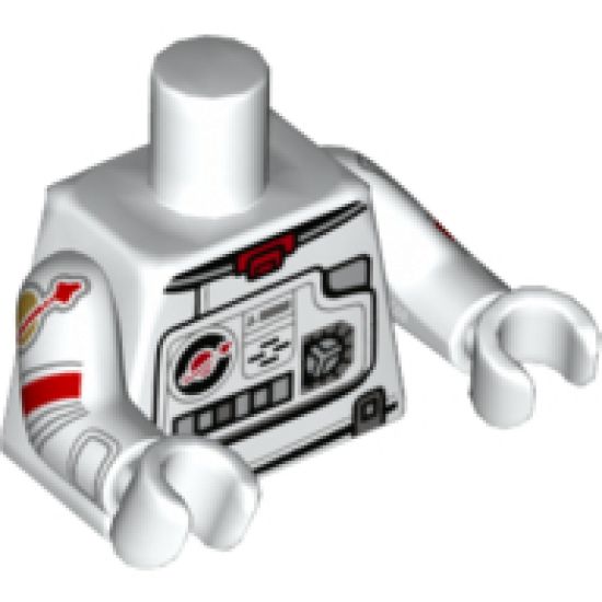 Torso Astronaut Spacesuit with Classic Space Logo, Panels and Buttons Pattern / White Arms with Astronaut Spacesuit Pattern / Light Bluish Gray Hands