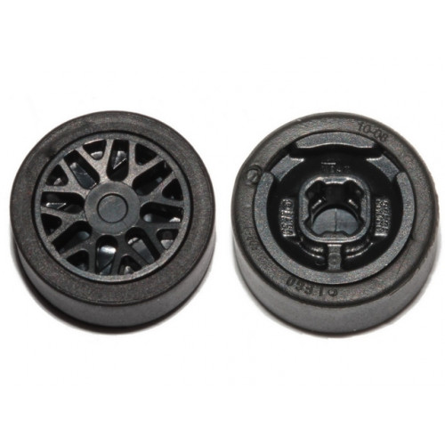 Wheel & Tire Assembly 11mm D. x 6mm with 8 'Y' Spokes with Black Tire 14mm D. x 6mm Solid Smooth (93595 / 50945)