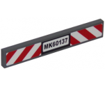 Tile 1 x 6 with Red and White Danger Stripes and 'MK60137' License Plate Pattern (Sticker) - Set 60137