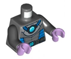 Torso Armor with Medium Azure Round Crystal with Blue Tubes Pattern (Mr. Freeze) / Black Arms / Lavender Hands