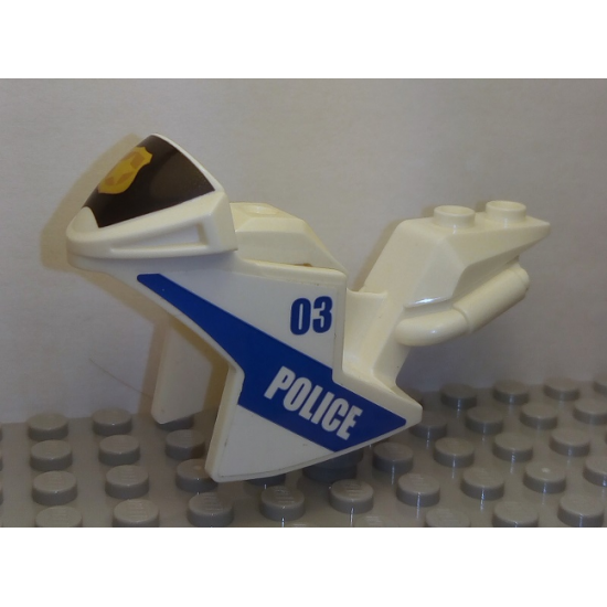 Riding Cycle Motorcycle Fairing, Racing (Sport) Bike with Black Windshield with Gold Badge with '03' and 'POLICE' Pattern on Both Sides (Stickers) - Set 60139
