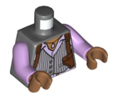 Torso Female Vest with White Pinstripes, Lavender Shirt and Reddish Brown Shoulder Holster Pattern / Lavender Arms / Medium Nougat Hands