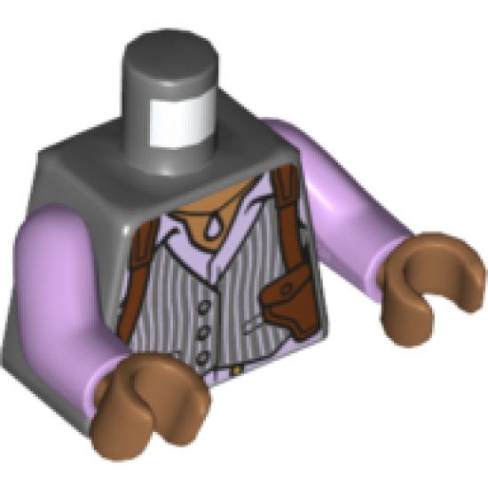 Torso Female Vest with White Pinstripes, Lavender Shirt and Reddish Brown Shoulder Holster Pattern / Lavender Arms / Medium Nougat Hands
