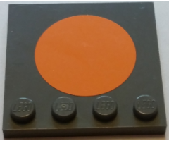 Tile, Modified 4 x 4 with Studs on Edge with Large Orange Circle in Center Pattern (Sticker) - Set 75050