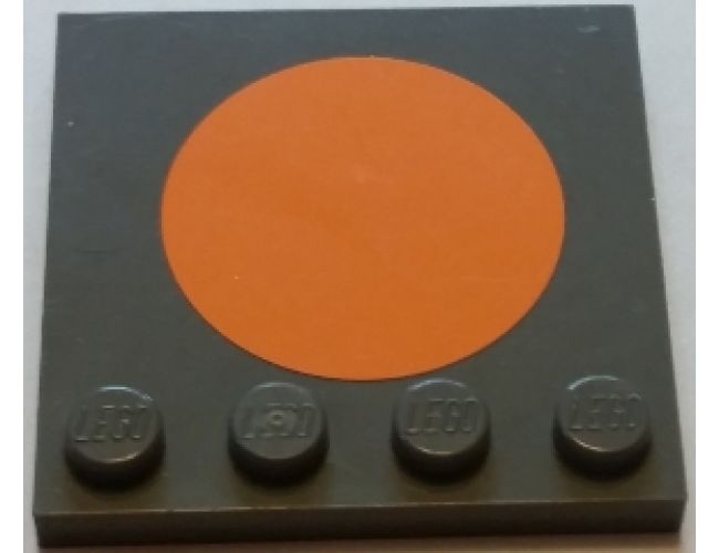 Tile, Modified 4 x 4 with Studs on Edge with Large Orange Circle in Center Pattern (Sticker) - Set 75050