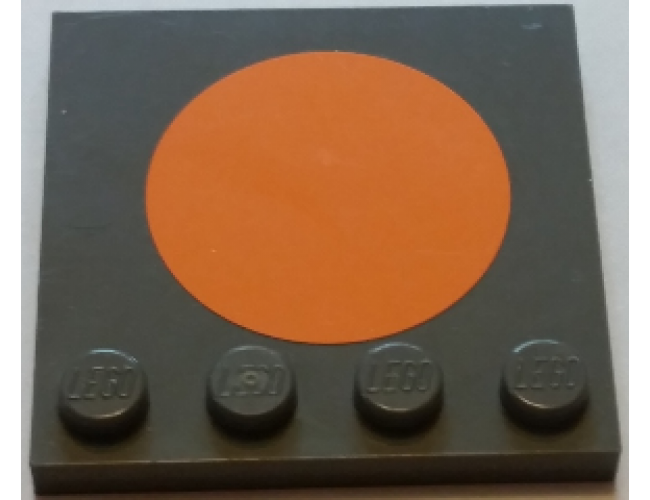 Tile, Modified 4 x 4 with Studs on Edge with Large Orange Circle in Center Pattern (Sticker) - Set 75050