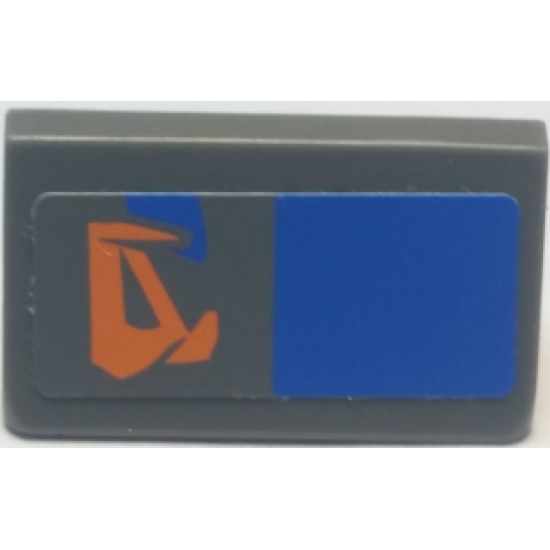 Slope 30 1 x 2 x 2/3 with Orange Markings and Blue Rectangle Pattern Model Left Side (Sticker) - Set 7962