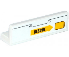 Panel 1 x 4 x 1 with Rivets, Yellow Handle and Black 'RESCUE' on Yellow Arrow Pattern Model Right Side (Sticker) - Set 60079