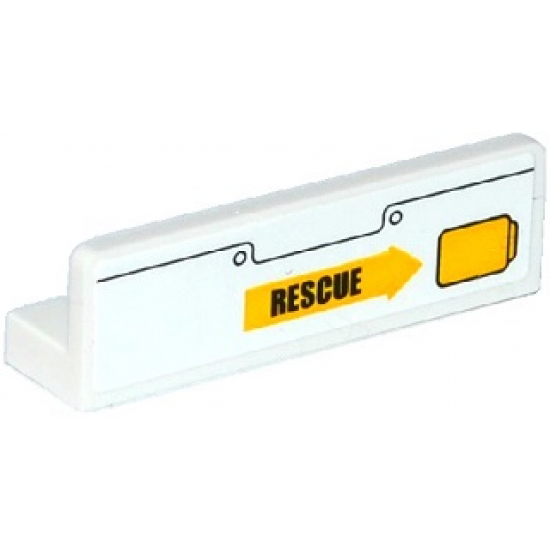 Panel 1 x 4 x 1 with Rivets, Yellow Handle and Black 'RESCUE' on Yellow Arrow Pattern Model Right Side (Sticker) - Set 60079