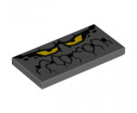 Tile 2 x 4 with Rock Creature Face with Jagged Mouth and Yellow Eyes Pattern