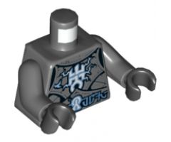 Torso Armor Plates with Electrified Lord Krakenskull Symbols and Blue Arcane Symbols Pattern / Dark Bluish Gray Arms / Black Hands