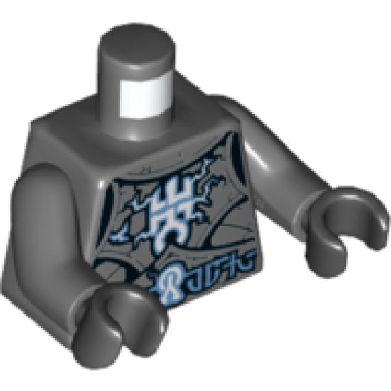Torso Armor Plates with Electrified Lord Krakenskull Symbols and Blue Arcane Symbols Pattern / Dark Bluish Gray Arms / Black Hands