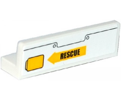 Panel 1 x 4 x 1 with Rivets, Yellow Handle and Black 'RESCUE' on Yellow Arrow Pattern Model Left Side (Sticker) - Set 60079