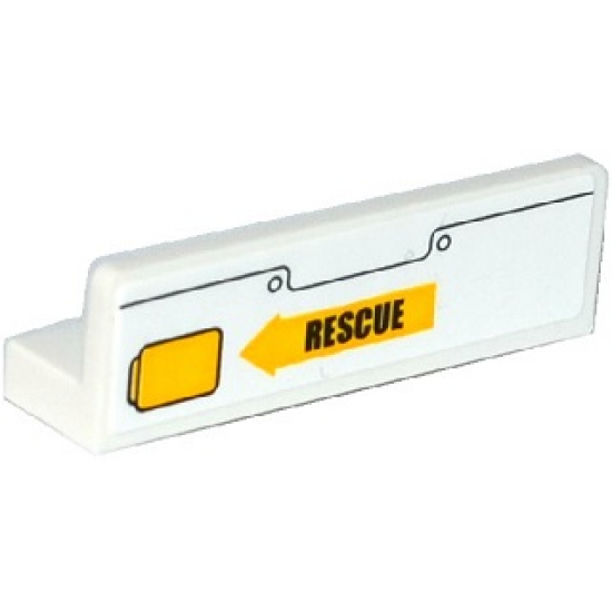 Panel 1 x 4 x 1 with Rivets, Yellow Handle and Black 'RESCUE' on Yellow Arrow Pattern Model Left Side (Sticker) - Set 60079