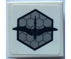 Tile, Modified 2 x 2 Inverted with Dino Pteranodon on Hexagons Pattern (Sticker) - Set 75915