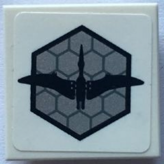 Tile, Modified 2 x 2 Inverted with Dino Pteranodon on Hexagons Pattern (Sticker) - Set 75915