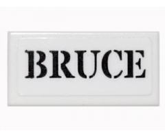 Tile 1 x 2 with Black Stencil 'BRUCE' Pattern (Sticker) - Set 76052