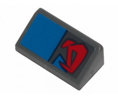 Slope 30 1 x 2 x 2/3 with Red Markings and Blue Rectangle Pattern Model Left Side (Sticker) - Set 75258