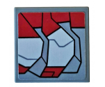 Tile, Modified 2 x 2 Inverted with Dark Red and Light Bluish Gray Armor Plates Pattern Model Right Side (Sticker) - Set 76104