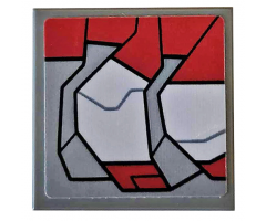 Tile, Modified 2 x 2 Inverted with Dark Red and Light Bluish Gray Armor Plates Pattern Model Left Side (Sticker) - Set 76104