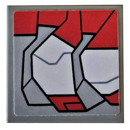 Tile, Modified 2 x 2 Inverted with Dark Red and Light Bluish Gray Armor Plates Pattern Model Left Side (Sticker) - Set 76104
