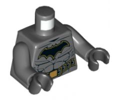 Torso Black Bat with Gold Outline, Black Muscle Lines, Black Belt with Gold Buckle and Borders Pattern / Dark Bluish Gray Arms / Black Hands