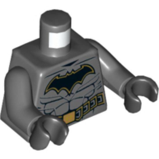 Torso Black Bat with Gold Outline, Black Muscle Lines, Black Belt with Gold Buckle and Borders Pattern / Dark Bluish Gray Arms / Black Hands