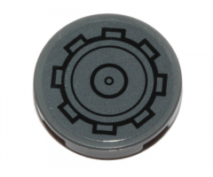 Tile, Round 2 x 2 with Bottom Stud Holder with SW AT-ST Gear Pattern (Sticker) - Set 75254