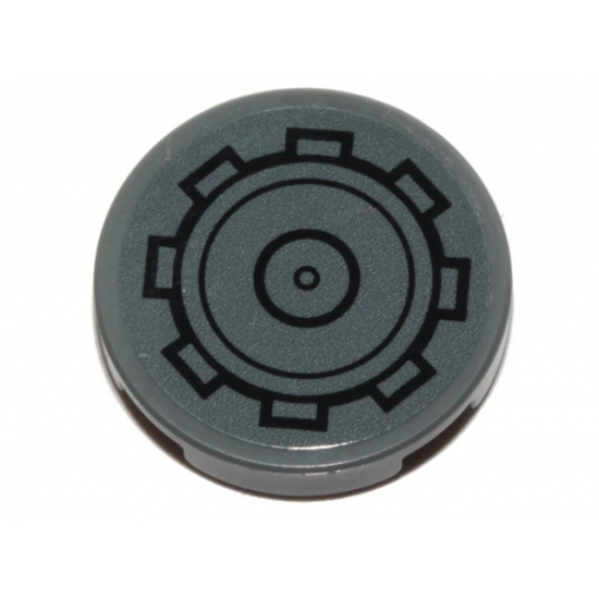 Tile, Round 2 x 2 with Bottom Stud Holder with SW AT-ST Gear Pattern (Sticker) - Set 75254