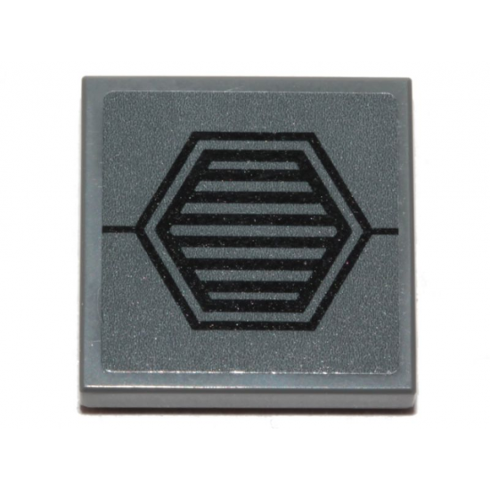 Tile 2 x 2 with SW AT-ST Hexagon Vents on Dark Bluish Gray Background Pattern (Sticker) - Set 75254