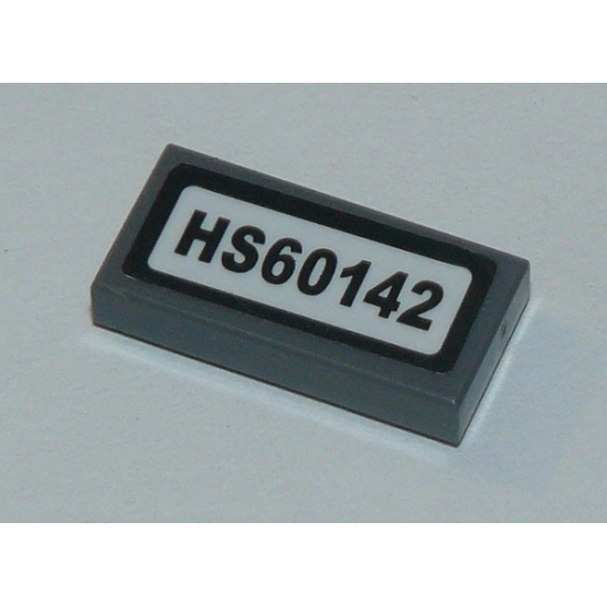 Tile 1 x 2 with 'HS60142' Pattern (Sticker) - Set 60142