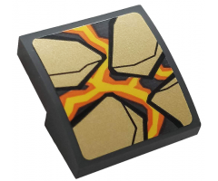 Slope, Curved 2 x 2 with Pearl Gold Rock, Orange and Yellow Lava Pattern (Sticker) - Set 76128