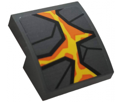 Slope, Curved 2 x 2 with Dark Bluish Gray Rock, Orange and Yellow Lava Pattern (Sticker) - Set 76128