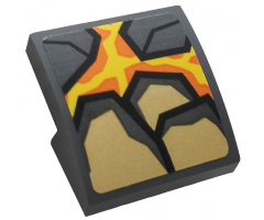 Slope, Curved 2 x 2 with Dark Bluish Gray and Pearl Gold Rock, Orange and Yellow Lava Pattern (Sticker) - Set 76128